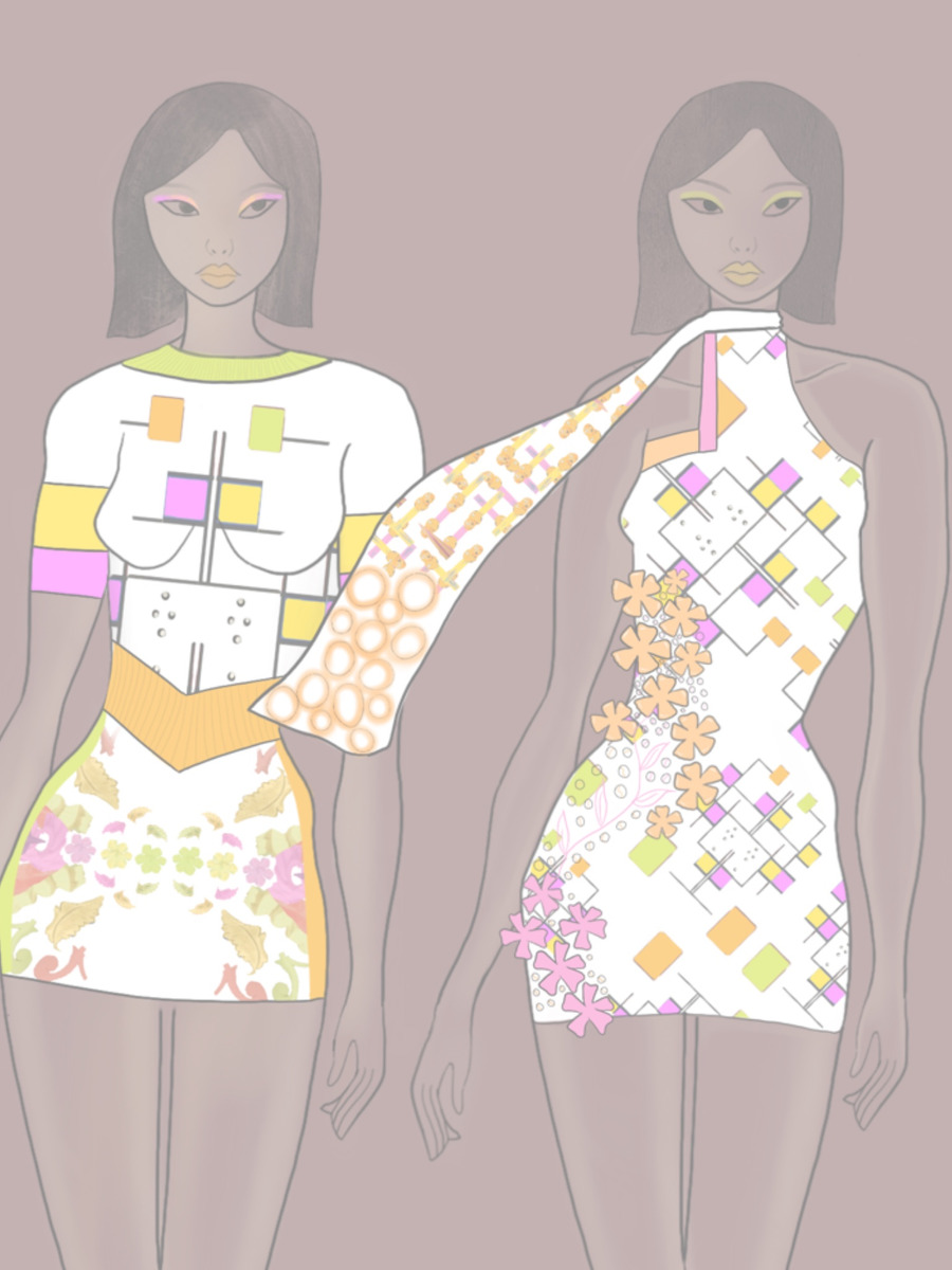 Fashion illustration with print placement