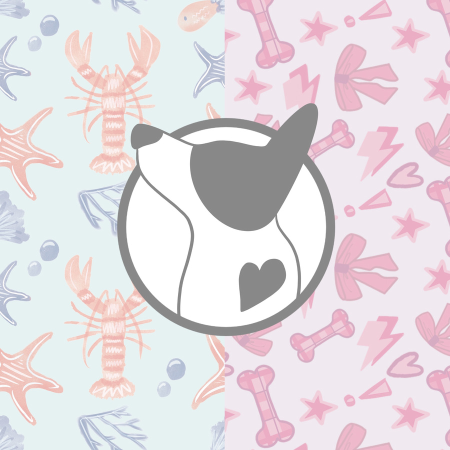 Playful surface print with graphic dog motif
